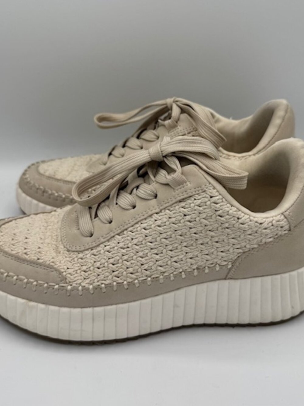 Dolce Vita Fredi Sandstone Crochet Knit Platform Sneakers Women's 7.5
